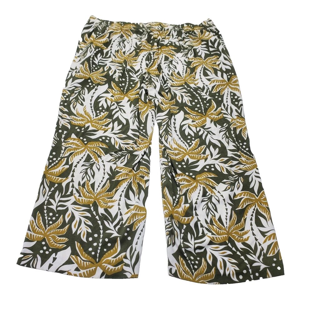 Old Navy Women's XXL Wide Leg High Rise Pants Tropical Green Viscose Comfort